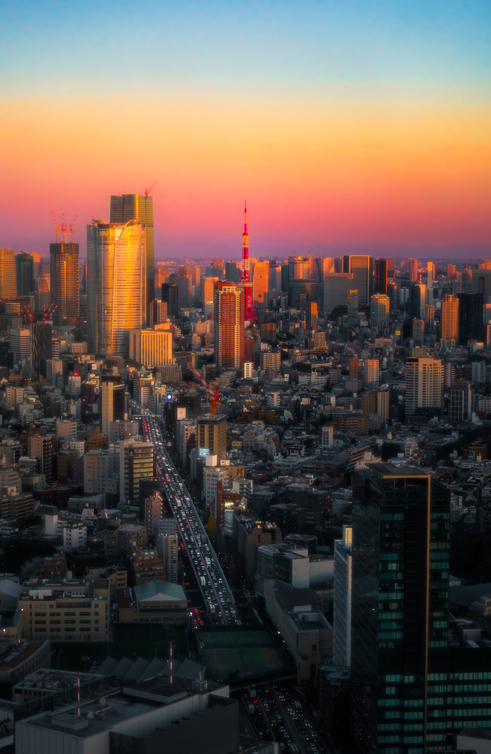 tokyo tower at sunset